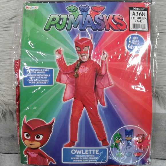 PJ Masks Owlette Red Halloween Costume With Detachable Cape Toddler Girls 3T/4T - Picture 5 of 13